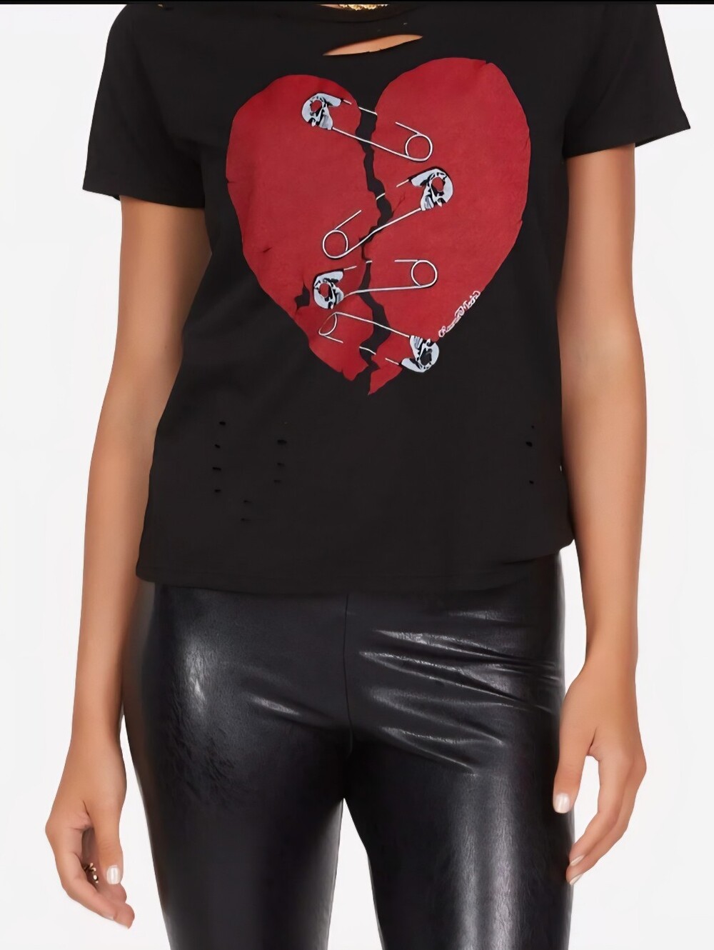 Lauren Moshi Myra Safety Pin Heart Tee